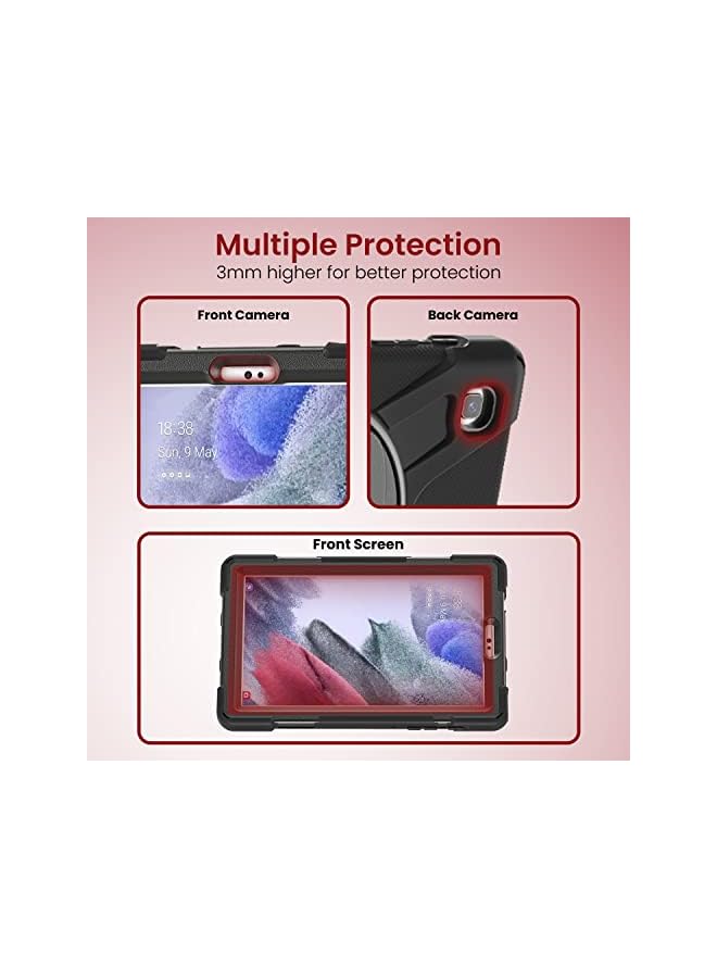 PROMASS Shockproof Rugged Protective Colorful Case With 360 Rotating Kickstand And Shoulder Strap For Kids Compatible For Samsung Galaxy Tab A7 Lite 8.7 Inch T220/T225 (Black) - Image 3