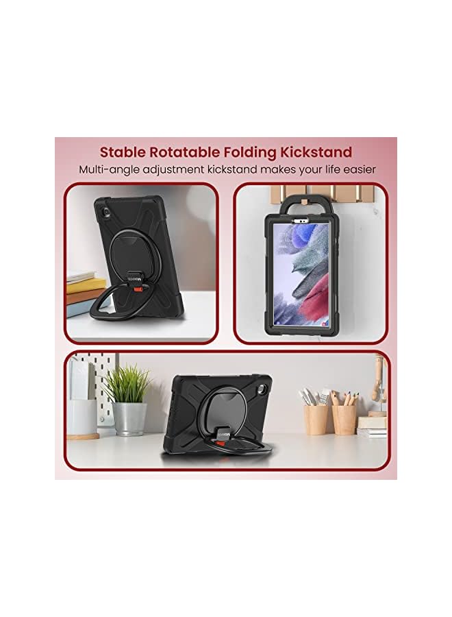 PROMASS Shockproof Rugged Protective Colorful Case With 360 Rotating Kickstand And Shoulder Strap For Kids Compatible For Samsung Galaxy Tab A7 Lite 8.7 Inch T220/T225 (Black) - Image 5