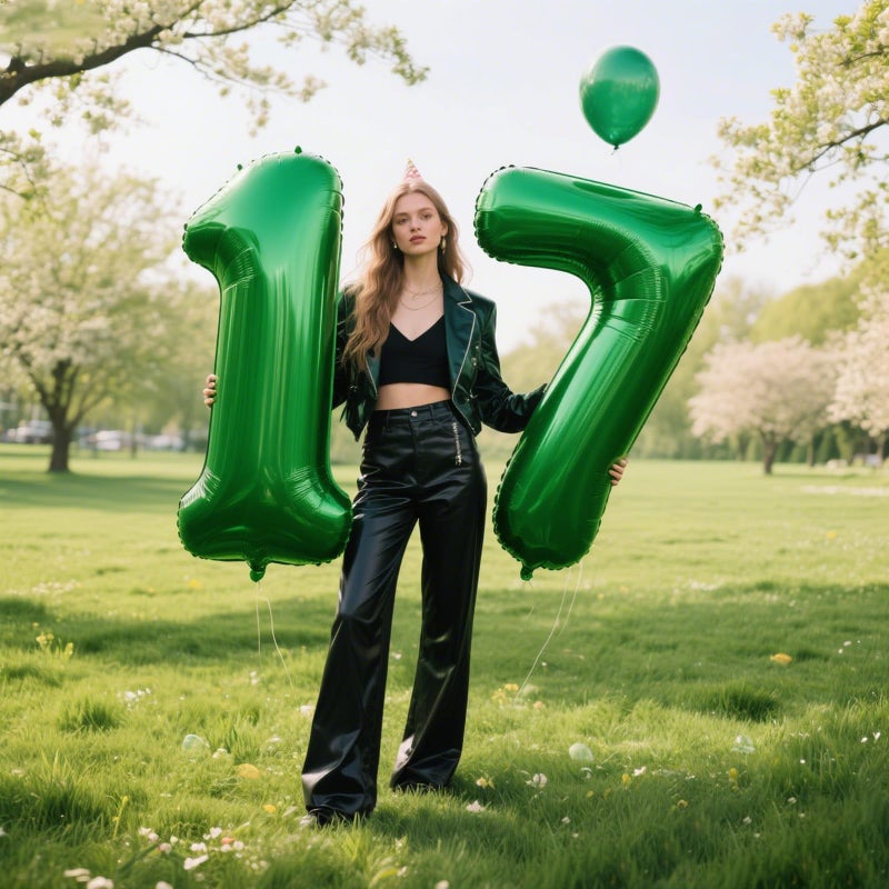 Kelfuoya 40 Inch Green Large 7 Number Balloons Dark Green, Big Foil Number Balloons, Giant Helium Happy 17th 27th Birthday Party Decorations for Man and Women, Huge Mylar Anniversary Party Supplies - Image 5