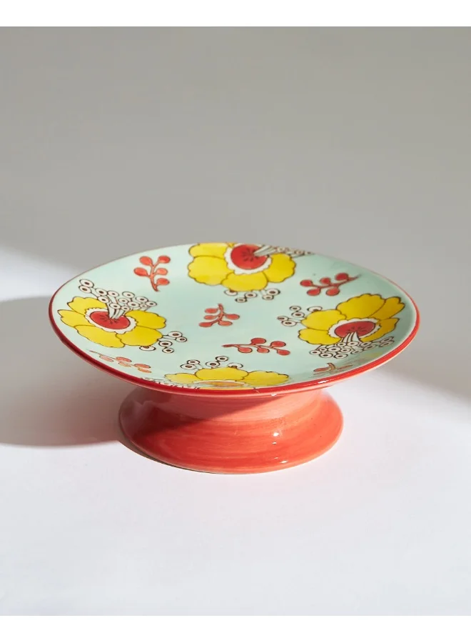 Chumbak Hibiscus Bloom, Ceramic Cake Stand
