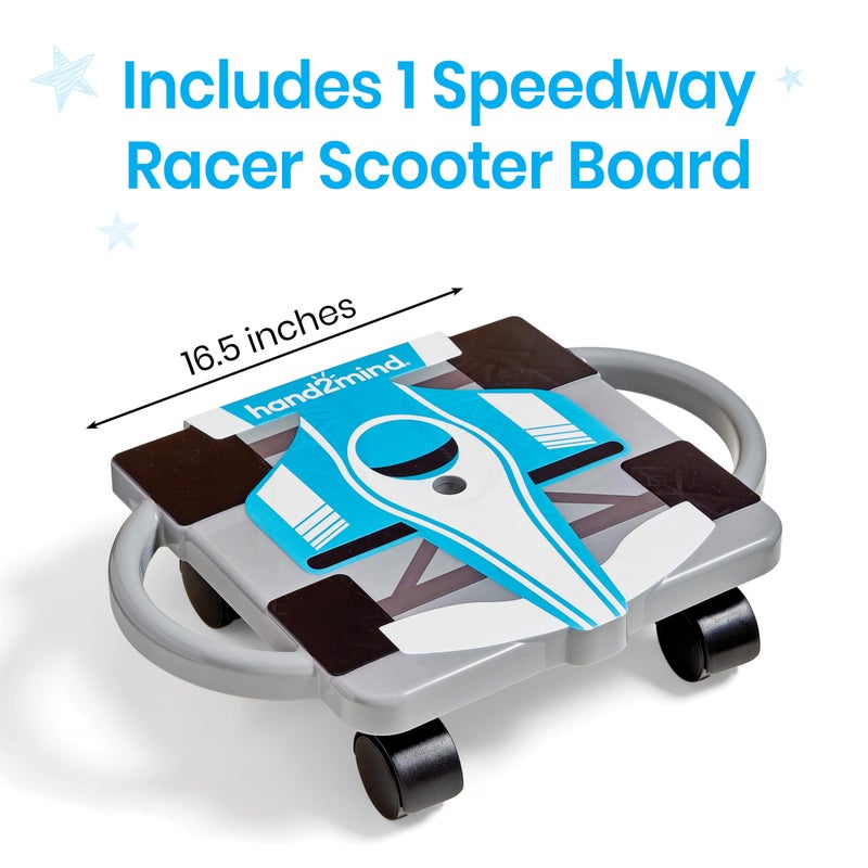 hand2mind Blue Speedway Racer Scooter Board, Floor Scooter Board, Gross Motor Toys, Kids Exercise & Physical Education Equipment, Playground Toys, Indoor Active Play, Toddler Outdoor Activities - Image 2