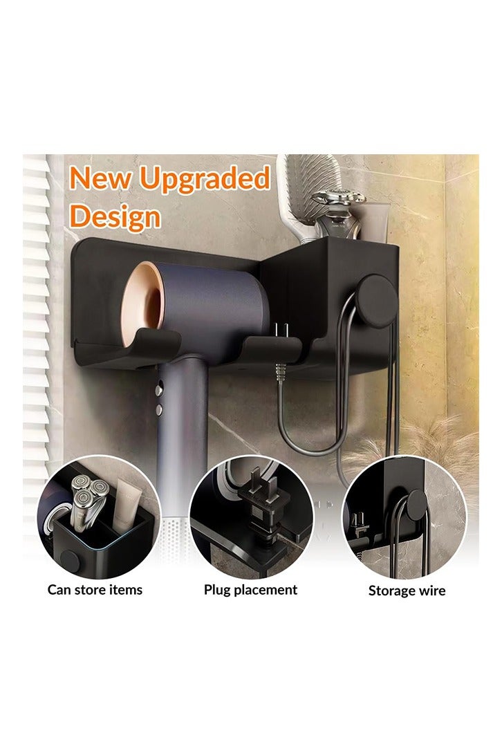 Universal Hair Dryer Holder, Blow Dryer Hanger Wall Mount with Plug&Cord Organizer, Self-Adhesive Hair Tool Organizer for Cabinet, Bedroom & Bathroom - Image 2