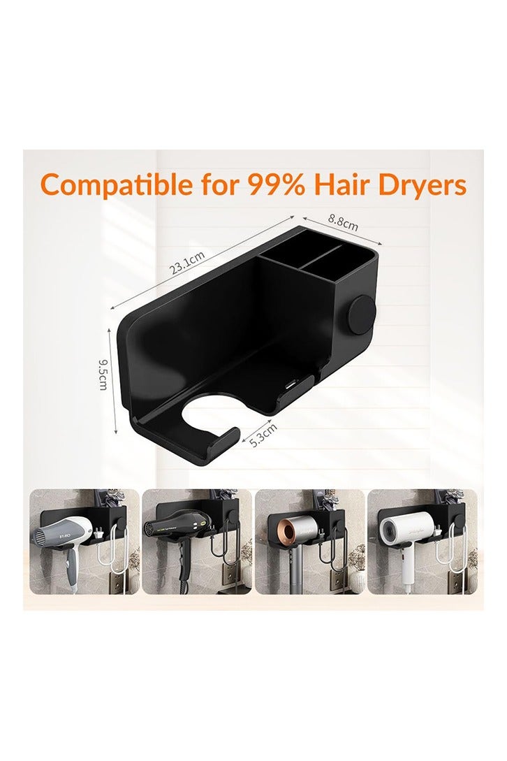 Universal Hair Dryer Holder, Blow Dryer Hanger Wall Mount with Plug&Cord Organizer, Self-Adhesive Hair Tool Organizer for Cabinet, Bedroom & Bathroom - Image 3