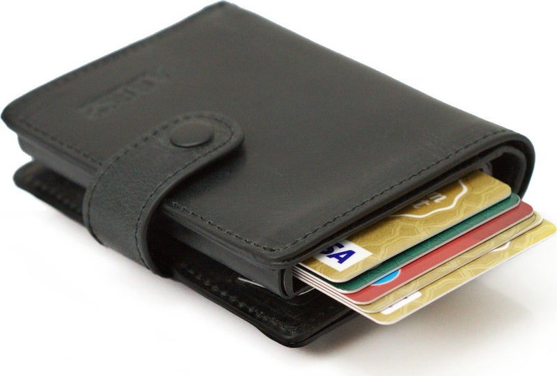 Card Holder Wallet , Luxury Leather (Crazy) Mechanism Card Holder Wallet