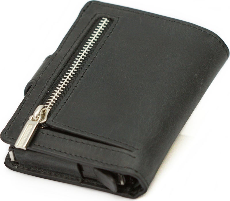 Card Holder Wallet , Luxury Leather (Crazy) Mechanism Card Holder Wallet