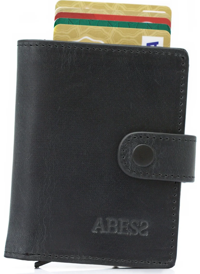 Abess Card Holder Wallet , Luxury Leather (Crazy) Mechanism Card Holder Wallet