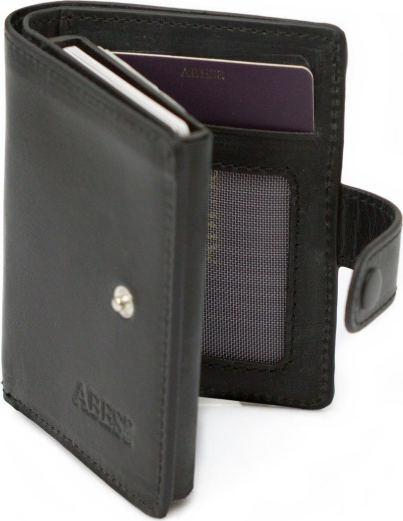 Card Holder Wallet , Luxury Leather (Crazy) Mechanism Card Holder Wallet