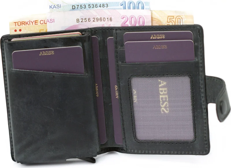 Abess Card Holder Wallet , Luxury Leather (Crazy) Mechanism Card Holder Wallet