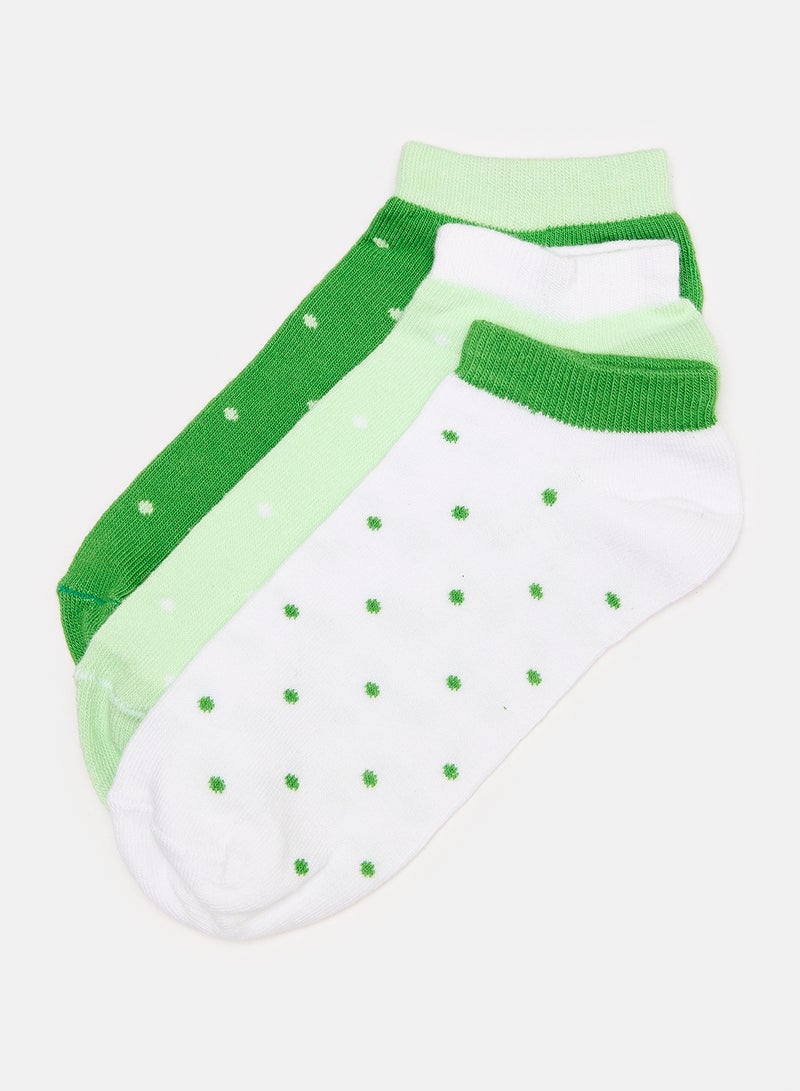 STITCH Girls Pack of 3 Lycra Ankle Casual Dots Socks - Image 1
