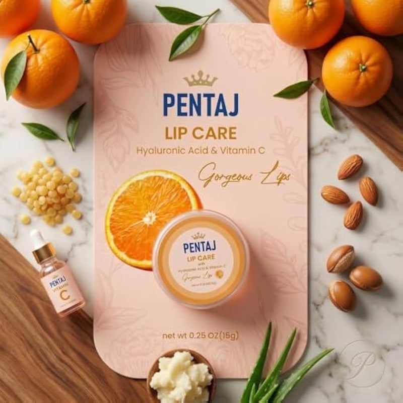 PENTAJ Lip Care Brightening Orange Formula, 15g,with Vitamin C, Hyaluronic Acid & Vitamin E for Radiant Healthy Lips - Image 3