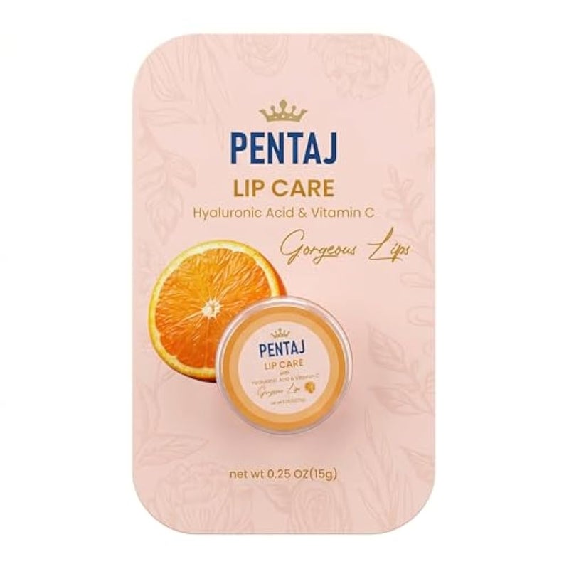 PENTAJ Lip Care Brightening Orange Formula, 15g,with Vitamin C, Hyaluronic Acid & Vitamin E for Radiant Healthy Lips - Image 1