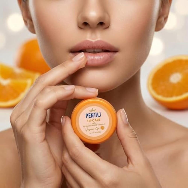 PENTAJ Lip Care Brightening Orange Formula, 15g,with Vitamin C, Hyaluronic Acid & Vitamin E for Radiant Healthy Lips - Image 2