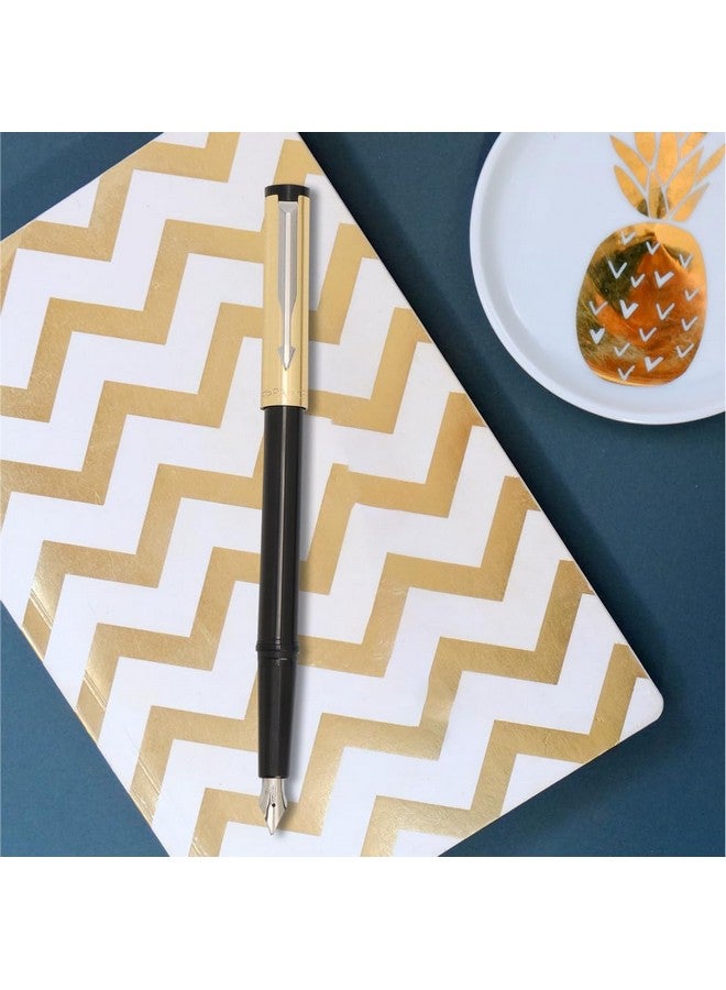 PARKER Parker Beta Premium Gold Trim Fountain Pen | Gold Finish Cap With 1 Ink Cartridge | Ink Color - Blue | Unique Gift For Employees | Leading Pen For Corporates  - Image 3