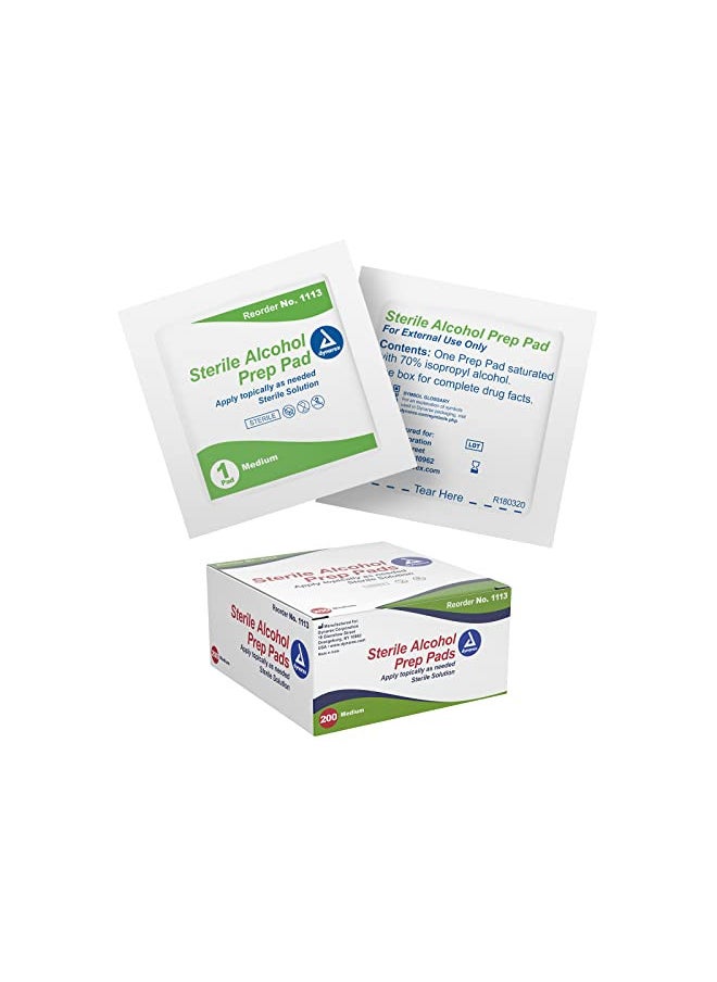 Dynarex Alcohol Prep Pad Sterile Medium 200 Count  - Image 1