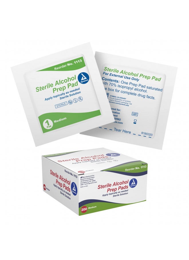 Dynarex Alcohol Prep Pad Sterile Medium 200 Count  - Image 2