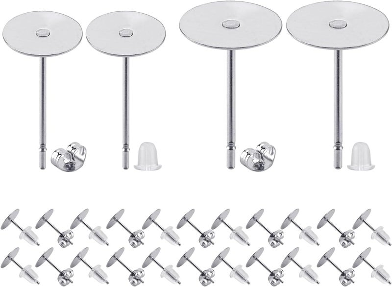 BEADNOVA Earring Posts 720pcs Stainless Steel Earring Hardware Hypoallergenic Ear Studs and Backs for Jewelry Making Backs and Findings for Ear Post Making 4mm and 6mm Total 720pcs - Image 1