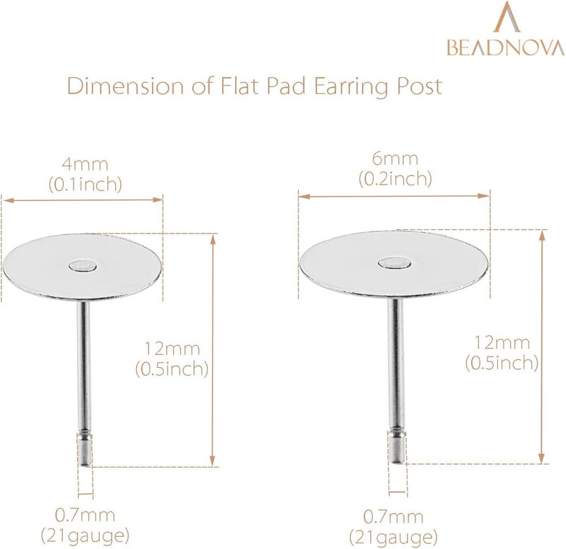 BEADNOVA Earring Posts 720pcs Stainless Steel Earring Hardware Hypoallergenic Ear Studs and Backs for Jewelry Making Backs and Findings for Ear Post Making 4mm and 6mm Total 720pcs - Image 2