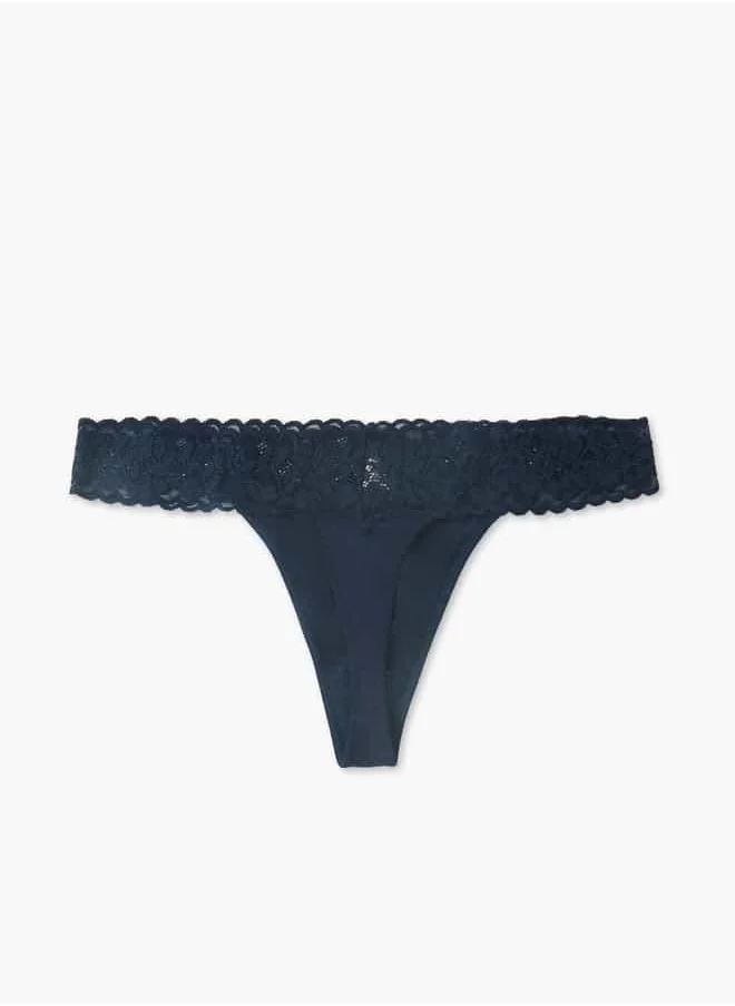 فاف Lace Detail Thongs with Elasticated Waistband