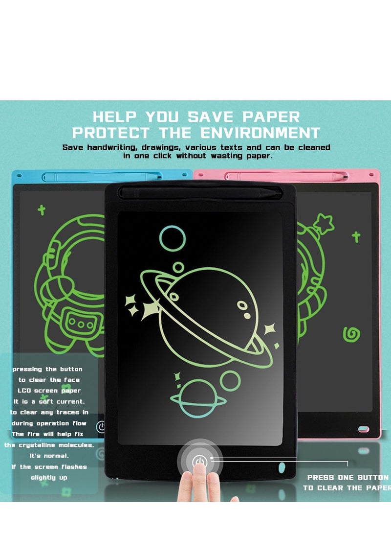 لوحة كتابة LCD، لوحة رسم إلكترونية، مادة ABS، قوية ومقاومة للاهتراء، خطوط جرافيتي ملونة، وظيفة المسح بنقرة واحدة، وردي - 12 بوصة - Image 3