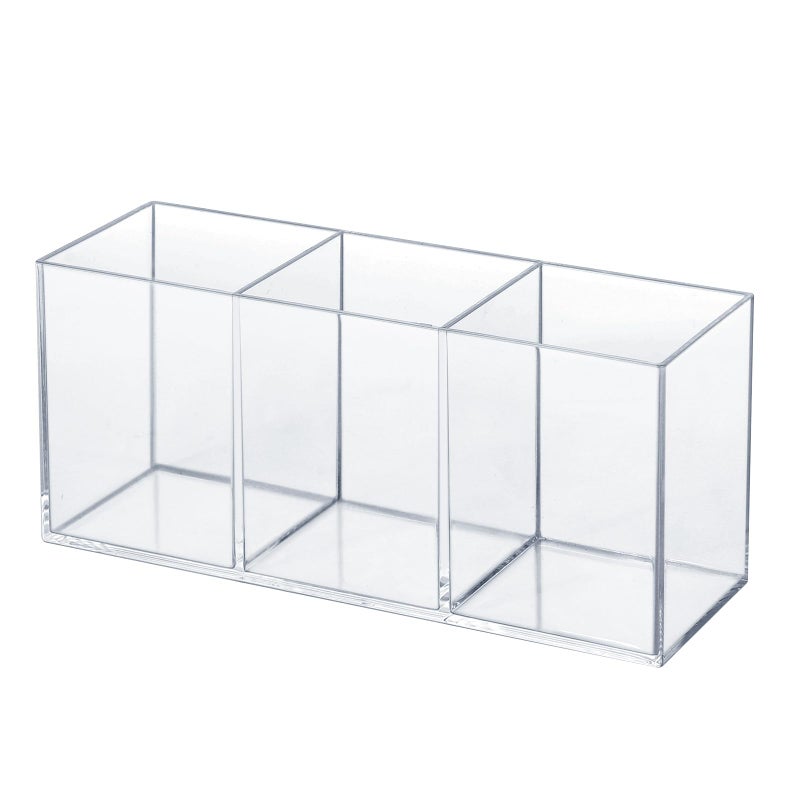 elysolpluv Clear Acrylic Silverware & Pen Organizer Caddy, Transparent Plastic Silverware Holder, Perfect for Office, Bedroom, and Bathroom Storage - Image 1