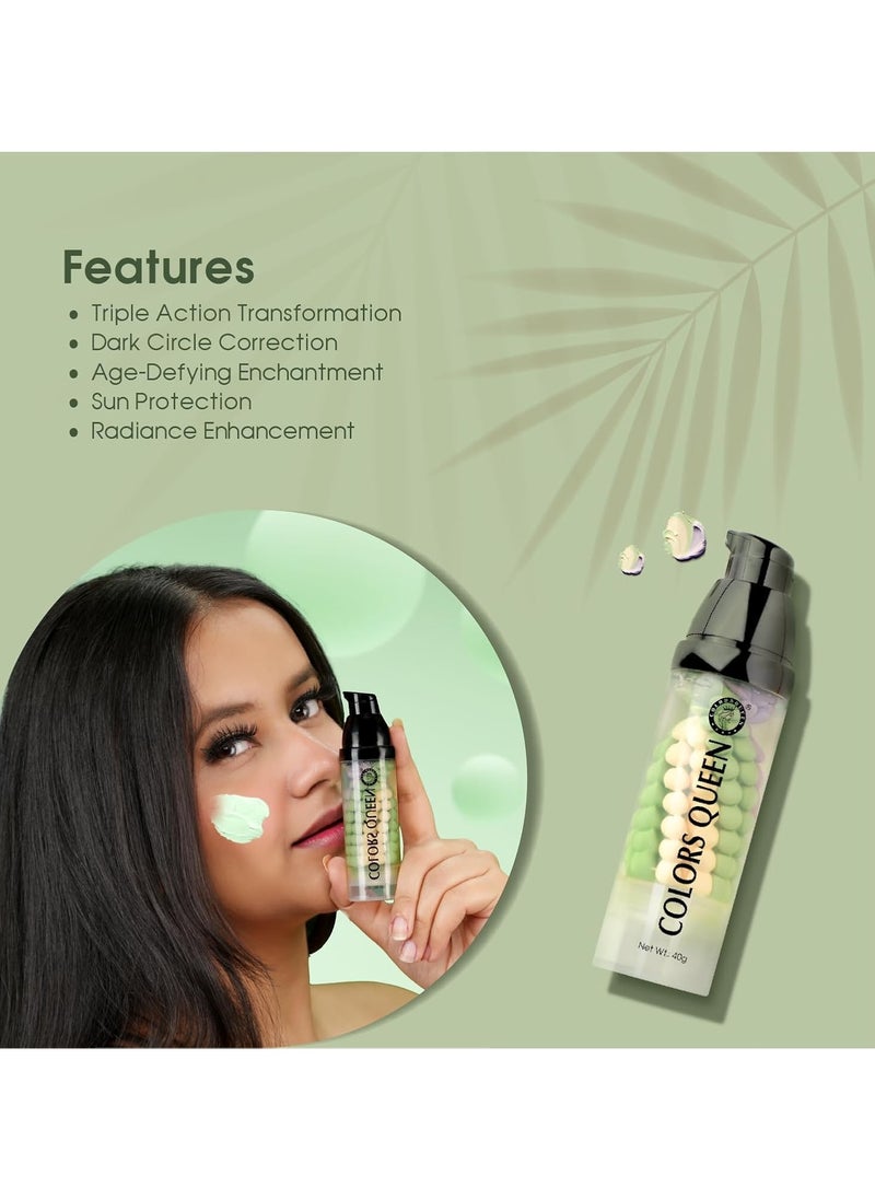 COLORS QUEEN 3 in 1 Facial Primer Lightweight Long Lasting Highly Moisturizing Dewy Face Makeup 40g 02  - Image 3