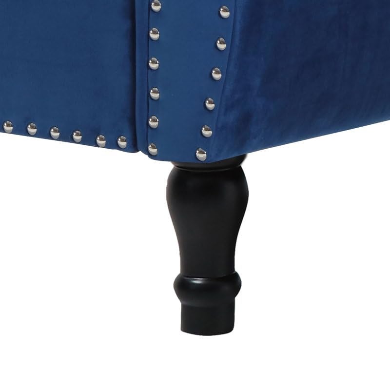 FOREMOST SOFA Velvet Upholstered Storage Bench Sofa Bench Sofa couches Ottoman Bench 2seater Sofa Chaise Lounger Puffy for Living Room Bedroom Office Blue - Image 4