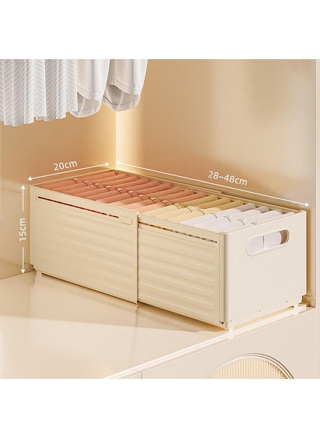 divinezon divinezon Stackable Foldable Slider Storage Box | Multipurpose Adjustable storage organizer for Home & Kitchen Accessories | White | 28-48 X 20 X 15 CM  - Image 2