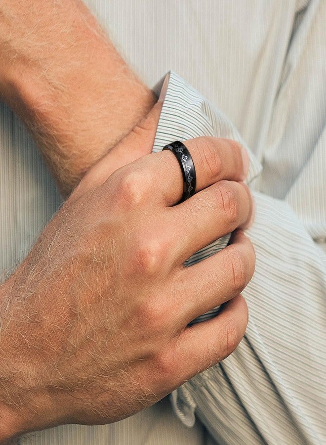 King Will 8mm Black Freemason Masonic Tungsten Rings Polished Beveled Edge Ring, Size 11 - Image 4