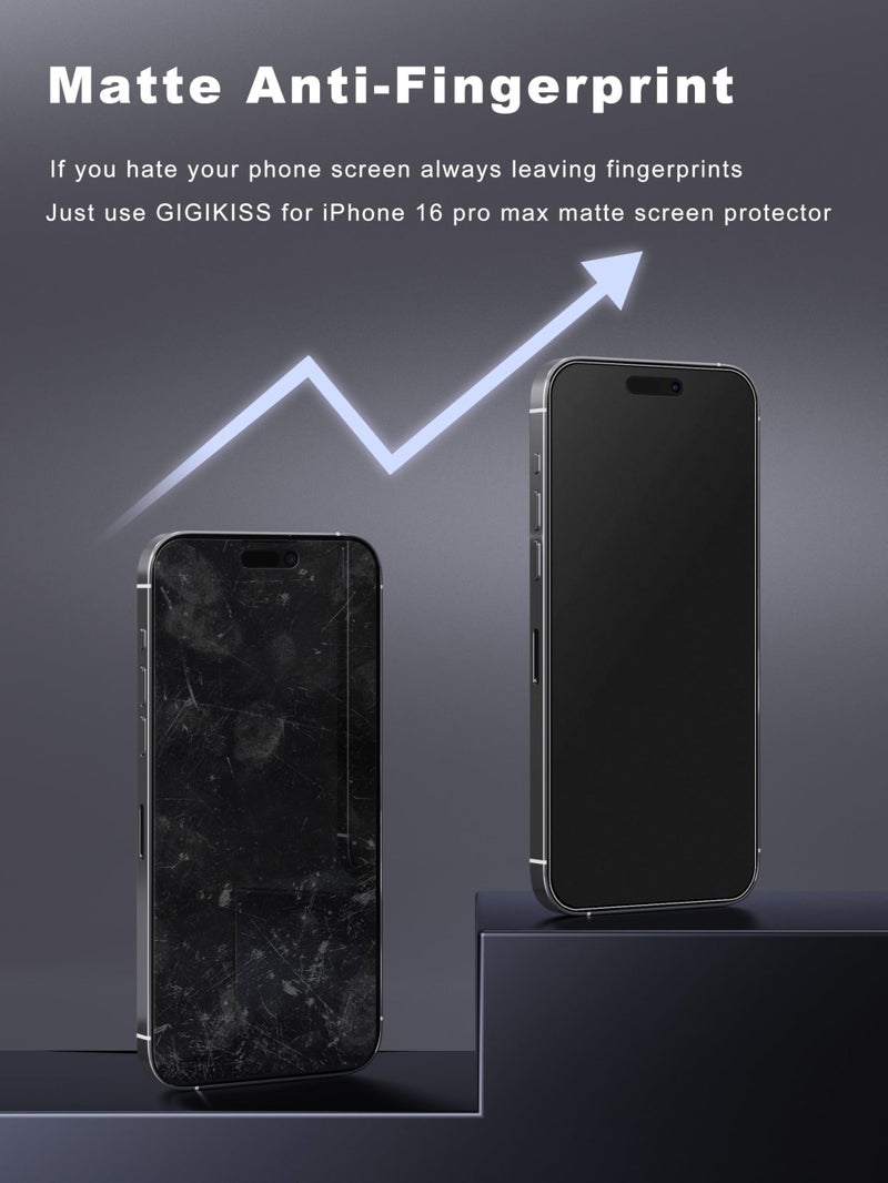 GIGIKISS 2 Pack for iPhone 16 Pro Max Matte Screen Protector 6.9 inch, Anti Fingerprint Anti Glare Screen Protector Tempered Glass Easy Installation - Image 3