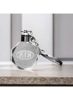 Generic Kia 3D Glass lighting Logo Car Key Chain Ring  - Image 1