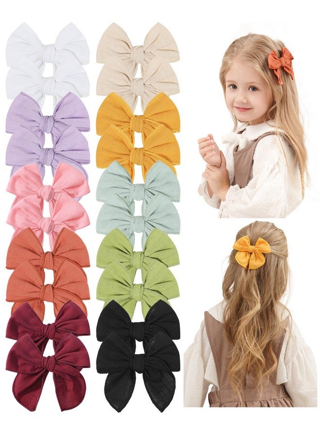 doboi 20Pcs Fable Bows 3.6 Inch Hair Bows Clips Baby Girls Hair Clips Cotton Linen Bows For Girls Solid 10 Color Hair Accessories For Baby Toddlers Kids - Image 1