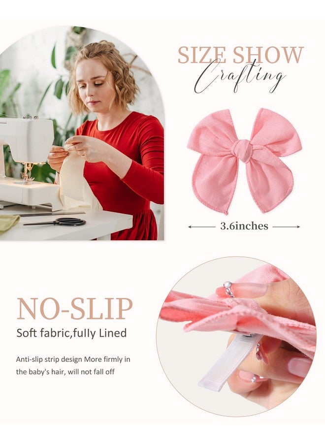 doboi 20Pcs Fable Bows 3.6 Inch Hair Bows Clips Baby Girls Hair Clips Cotton Linen Bows For Girls Solid 10 Color Hair Accessories For Baby Toddlers Kids - Image 2