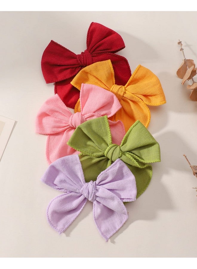 doboi 20Pcs Fable Bows 3.6 Inch Hair Bows Clips Baby Girls Hair Clips Cotton Linen Bows For Girls Solid 10 Color Hair Accessories For Baby Toddlers Kids - Image 4