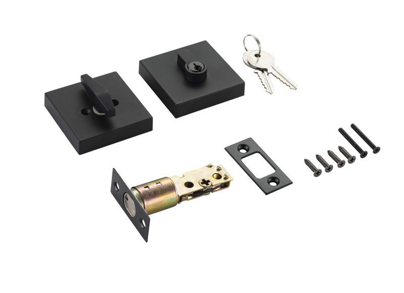 Berlin Modisch Contemporary Square Single Cylinder Deadbolt Lock for Front Door Entrance Modern High Security Heavy Duty – Iron Black Finish - Image 4
