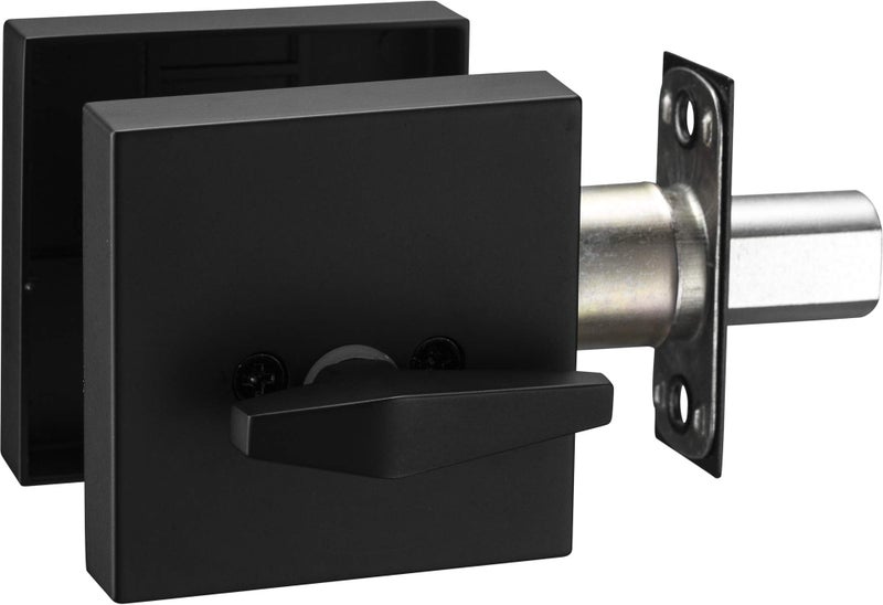 Berlin Modisch Contemporary Square Single Cylinder Deadbolt Lock for Front Door Entrance Modern High Security Heavy Duty – Iron Black Finish - Image 3