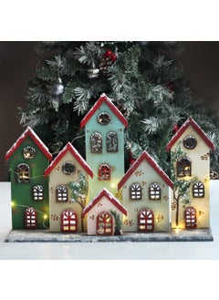 Bimotif Wooden winter houses with LEDs, 30x45 cm  - Image 1