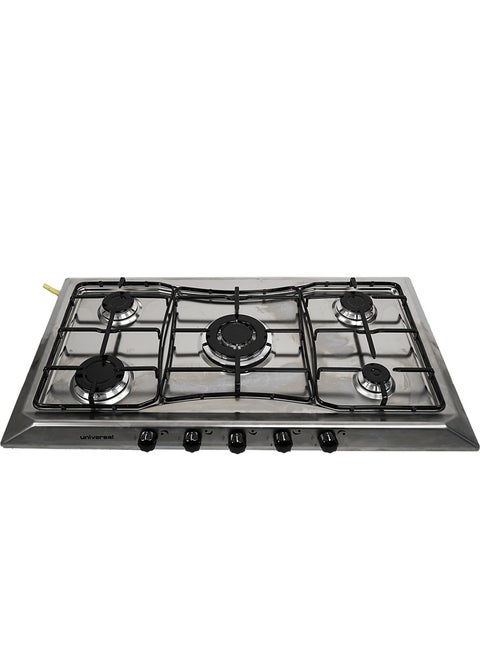 مسطح غاز يونيفرسال بلت ان، 5 شعلات، 90 سم، فضي - BHV-5090-50STCS