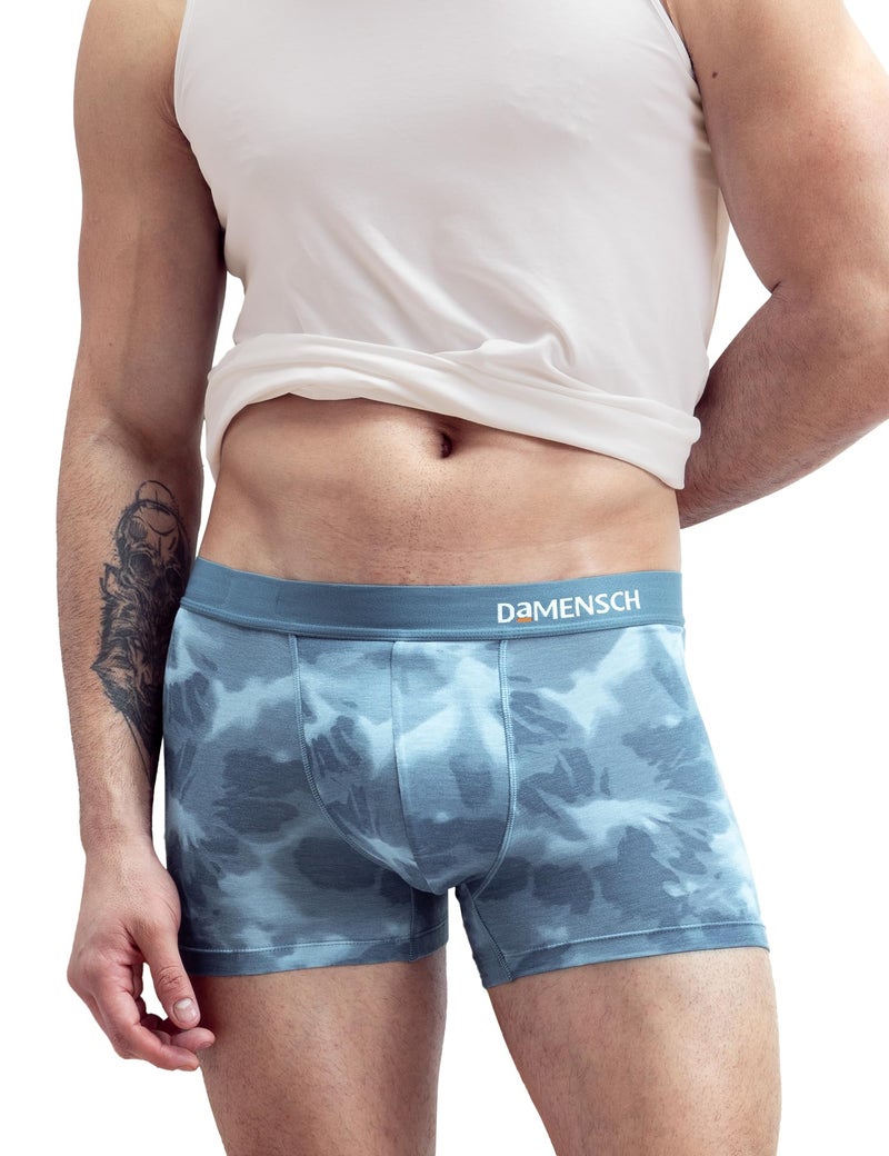 DAMENSCH Men's Regular Fit Printed Trunks Underwear | Supima, Modal Fabric, Anti-Bacterial and Microfibre Waistband-Cloud Blue-L - Image 1