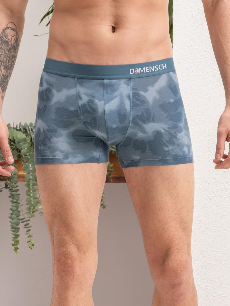 DAMENSCH Men's Regular Fit Printed Trunks Underwear | Supima, Modal Fabric, Anti-Bacterial and Microfibre Waistband-Cloud Blue-L - Image 4