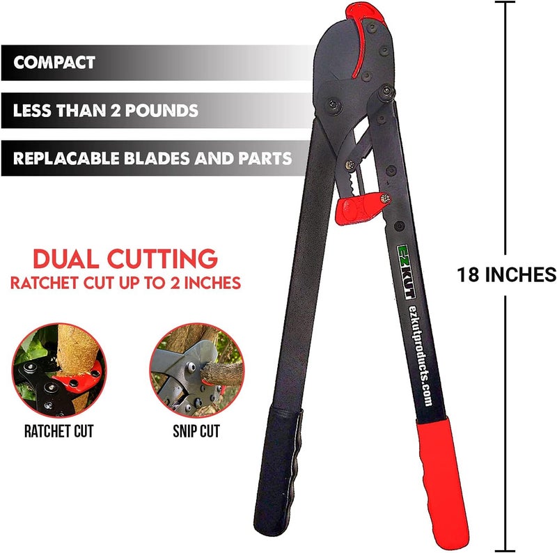 EZ Kut BranchCutter Anvil Loppers. Ratcheting Tree Cutter - Sub Compact Lightweight Packable Loppers best Tree Branch Cutter - Yard Tools Since 1988 - Image 3