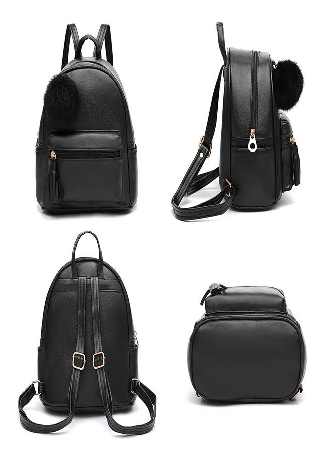 IHAYNER Mini Backpack Purse for Girls Teens Women Purses PU Leather Pom Backpack Shoulder Bag with Charm Tassel - Image 2