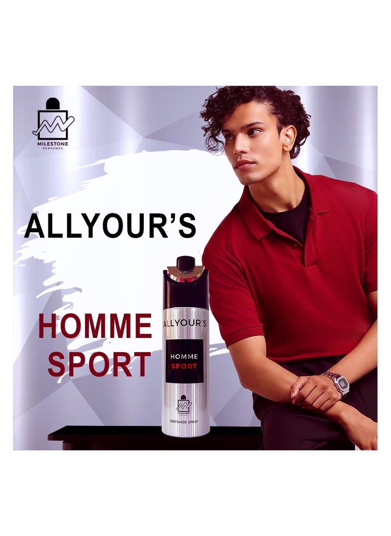 Milestone All Your's Homme Sport Perfumed Spray For Men 200ml  - Image 5