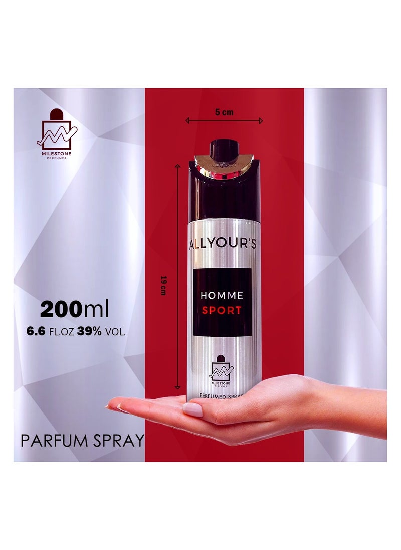 Milestone All Your's Homme Sport Perfumed Spray For Men 200ml  - Image 3