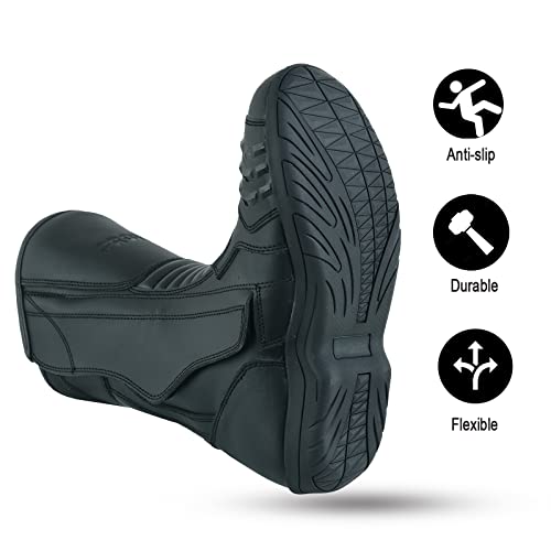 PROFIRST Motorbike Men’s Long Ankle Boots Motorcycle Waterproof Anti Slip Rubber Soul Boots Armored and Racing Shoes (Black, US Footwear Size System, Adult, Men, Numeric, Medium, 10) - Image 3