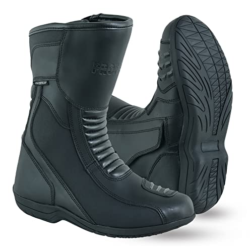 PROFIRST Motorbike Men’s Long Ankle Boots Motorcycle Waterproof Anti Slip Rubber Soul Boots Armored and Racing Shoes (Black, US Footwear Size System, Adult, Men, Numeric, Medium, 10) - Image 1