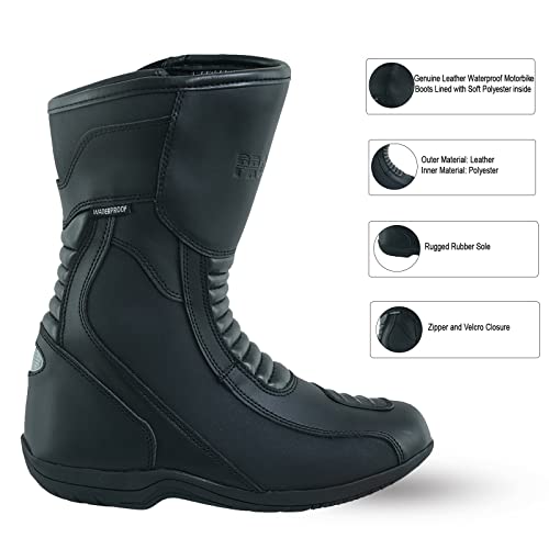 PROFIRST Motorbike Men’s Long Ankle Boots Motorcycle Waterproof Anti Slip Rubber Soul Boots Armored and Racing Shoes (Black, US Footwear Size System, Adult, Men, Numeric, Medium, 10) - Image 2