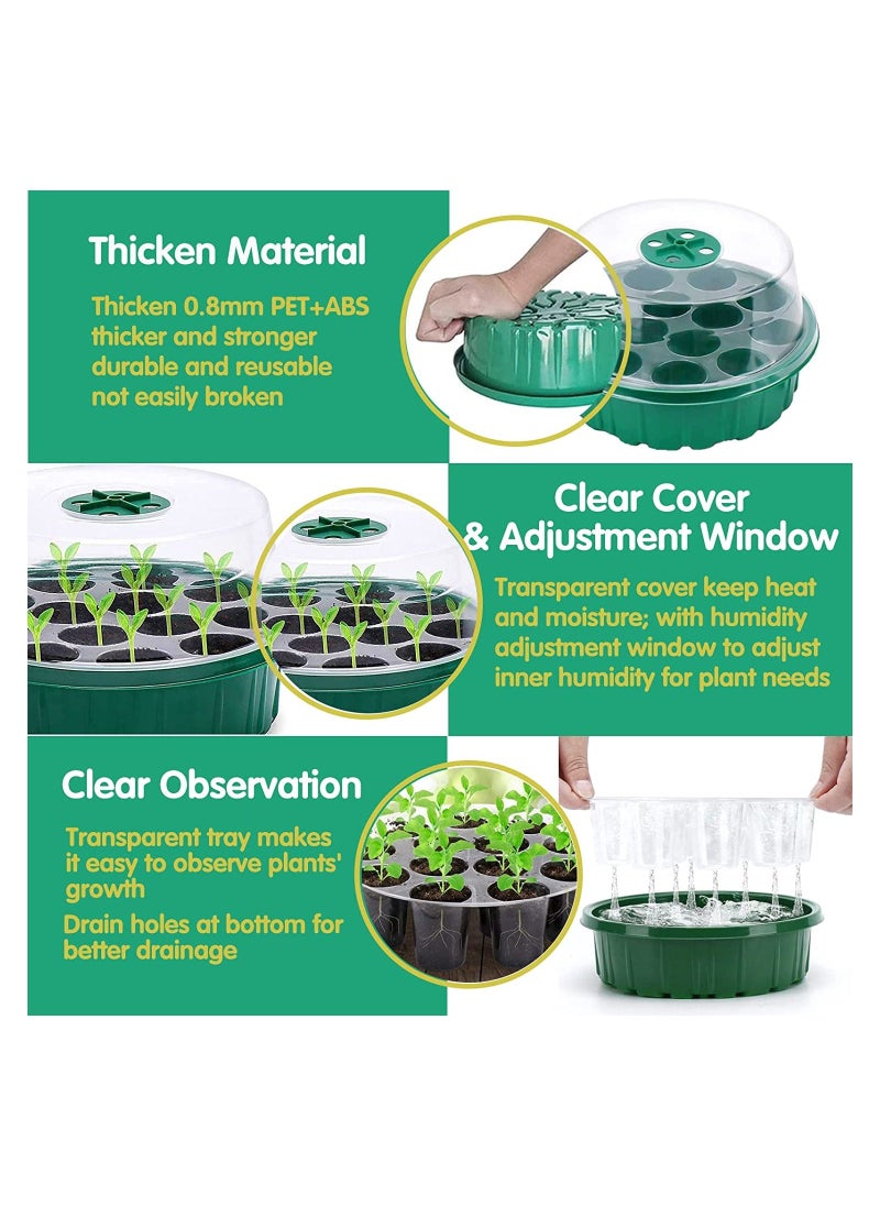 KASTWAVE Plant Germination Trays Kit, Thicken Round Seed Trays 3Pack Cells Potting Trays, Seed Propagators Trays with Lids, Propagators for Plants Seed Growing Garden Greenhouse  - Image 3