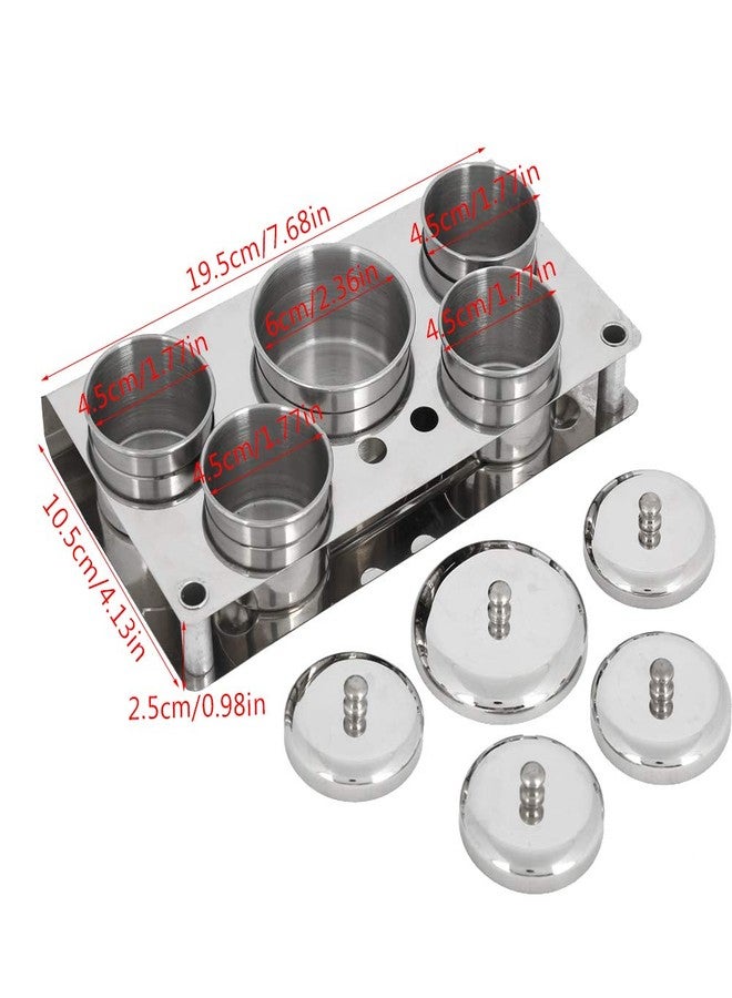 Agatige 5PCS Nail Art Powder Liquid Cup, Stainless Steel Mini Cans Storage Box Cans Storage Box Compact Manicure Tools Set for Nail Salon - Image 2