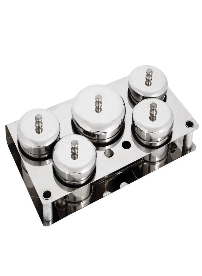 Agatige 5PCS Nail Art Powder Liquid Cup, Stainless Steel Mini Cans Storage Box Cans Storage Box Compact Manicure Tools Set for Nail Salon - Image 1