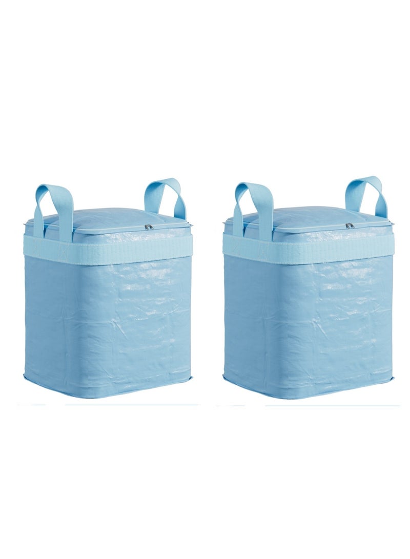2 Pack Extra Large Moving Bags, Heavy Duty Storage Tote Packing Bags with Strong Zippers & Carrying Handles, Space Saving Oversized Storage Bag Organizer for Packing Moving and Traveling (2 Pack, Blue, 240L) - Image 1